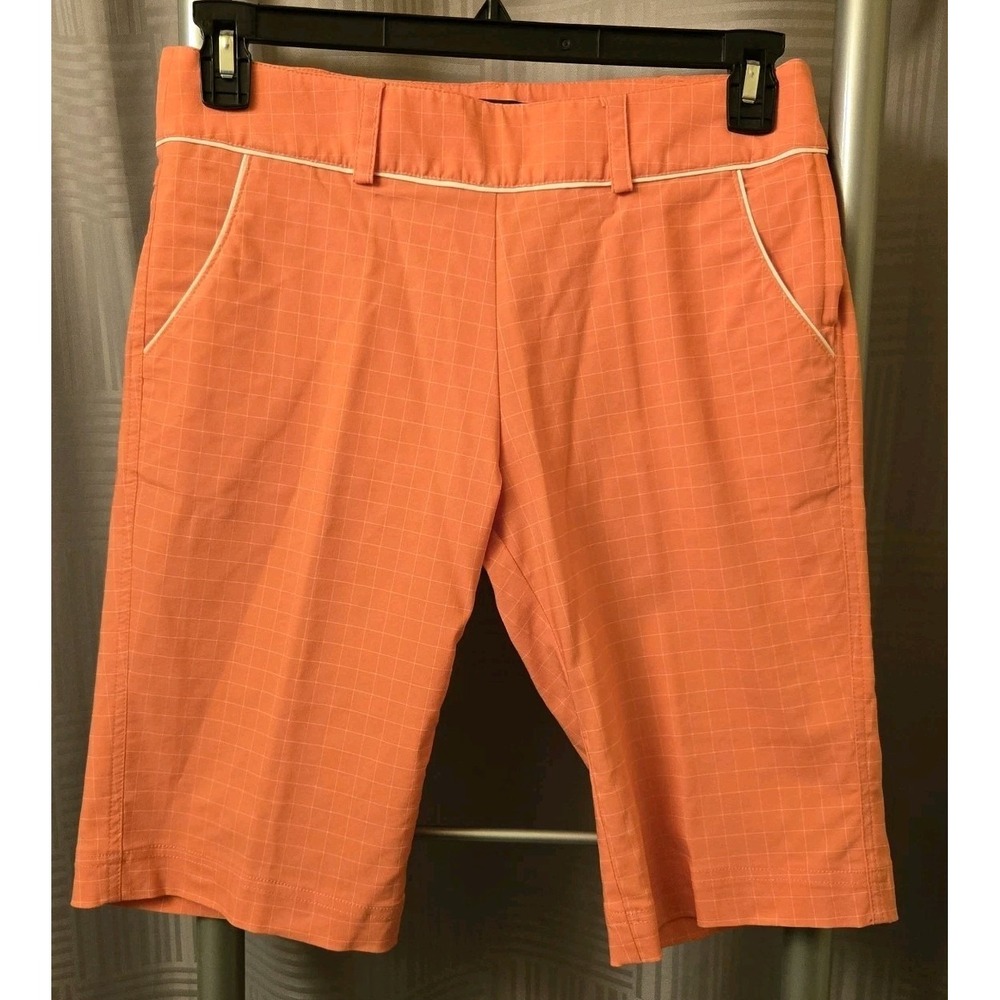 Lija Golf Shorts Coral Checked Size 8 Pockets Summertime Resort Vacation 30x11.5
